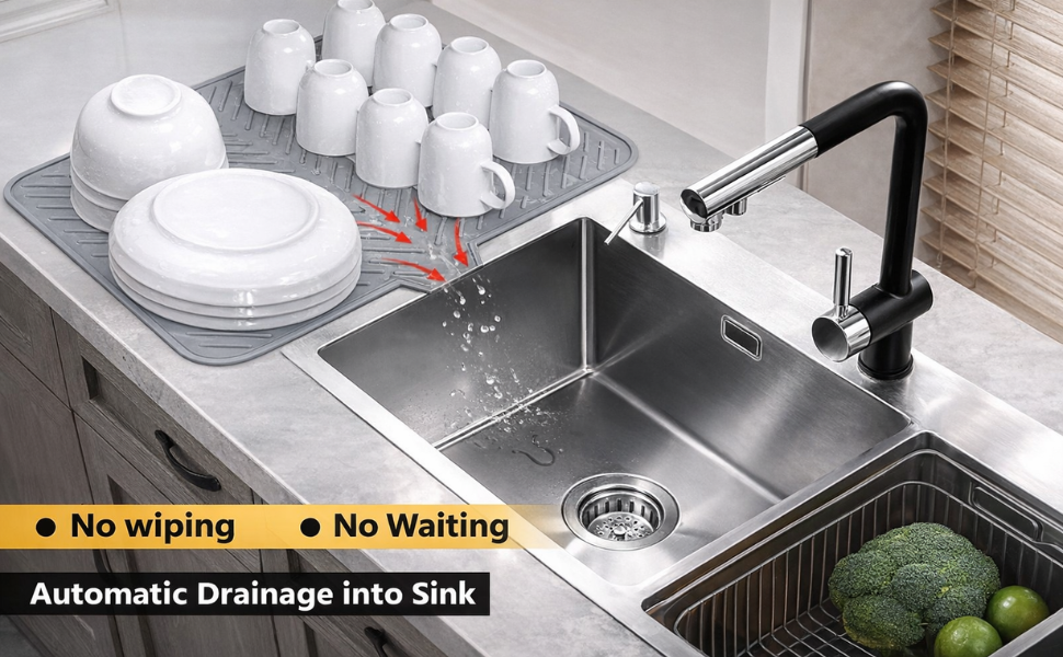 Driyo™ Quick-Dry Silicone Dish Drying Mat for Kitchen Countertops