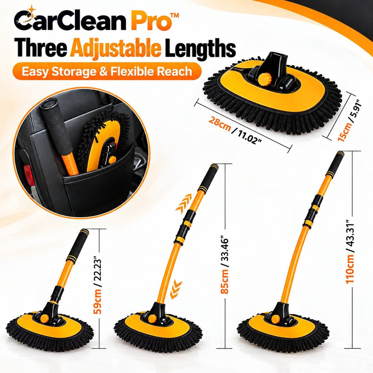 CarClean Pro™ – Curved Car Brush with Telescopic Handle