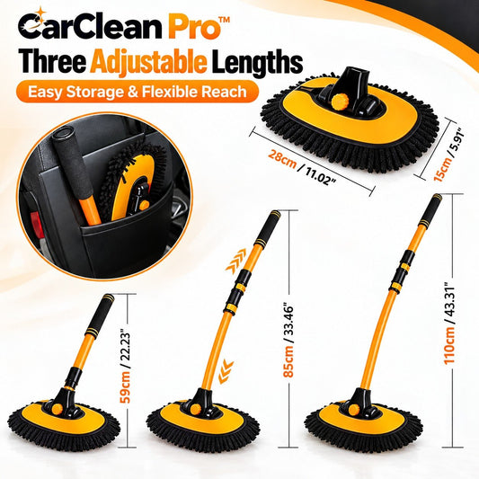 CarClean Pro™ – Curved Car Brush with Telescopic Handle