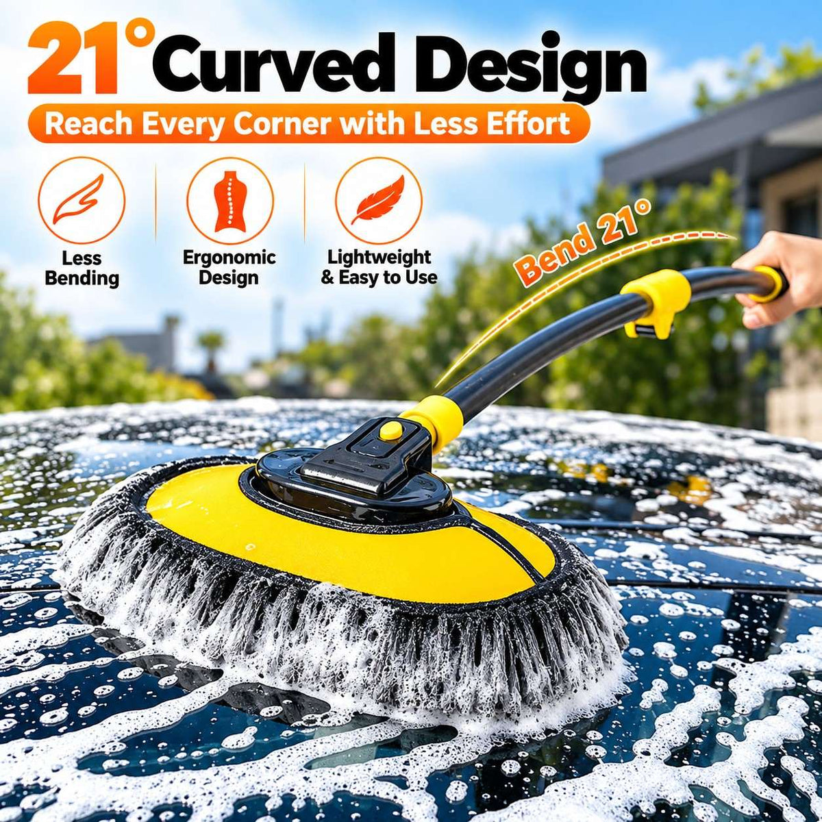 CarClean Pro™ – Curved Car Brush with Telescopic Handle
