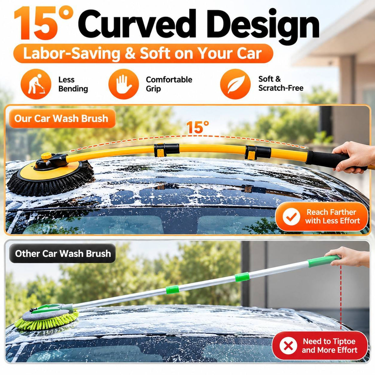 CarClean Pro™ – Curved Car Brush with Telescopic Handle