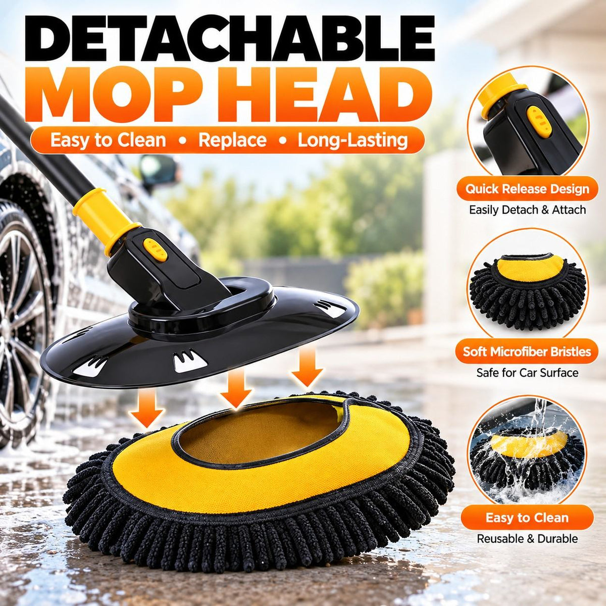 CarClean Pro™ – Curved Car Brush with Telescopic Handle